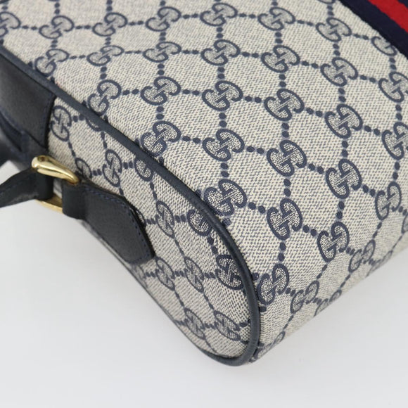 GUCCI GG Supreme Sherry Line Shoulder Bag PVC Navy Gold 72 02 005 Auth 181210