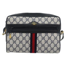GUCCI GG Supreme Sherry Line Shoulder Bag PVC Navy Gold 72 02 005 Auth 181210-2