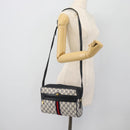 GUCCI GG Supreme Sherry Line Shoulder Bag PVC Navy Gold 72 02 005 Auth 181210-22