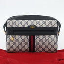 GUCCI GG Supreme Sherry Line Shoulder Bag PVC Navy Gold 72 02 005 Auth 181210-23