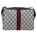 GUCCI GG Supreme Sherry Line Shoulder Bag PVC Navy Gold 72 02 005 Auth 181210-3