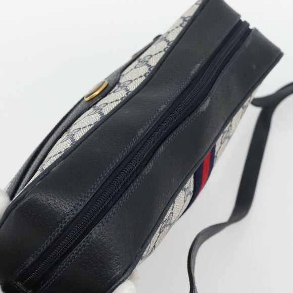 GUCCI GG Supreme Sherry Line Shoulder Bag PVC Navy Gold 72 02 005 Auth 181210