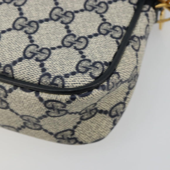 GUCCI GG Supreme Shoulder Bag PVC Navy Gold 97 02 068 Auth 181211
