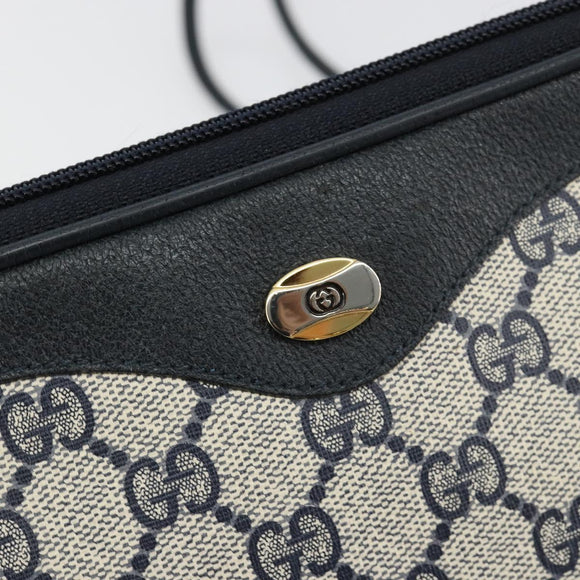 GUCCI GG Supreme Shoulder Bag PVC Navy Gold 97 02 068 Auth 181211