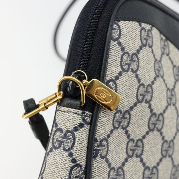 GUCCI GG Supreme Shoulder Bag PVC Navy Gold 97 02 068 Auth 181211