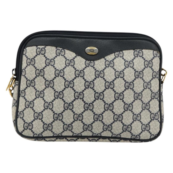 GUCCI GG Supreme Shoulder Bag PVC Navy Gold 97 02 068 Auth 181211