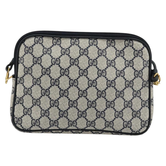 GUCCI GG Supreme Shoulder Bag PVC Navy Gold 97 02 068 Auth 181211