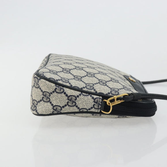 GUCCI GG Supreme Shoulder Bag PVC Navy Gold 97 02 068 Auth 181211