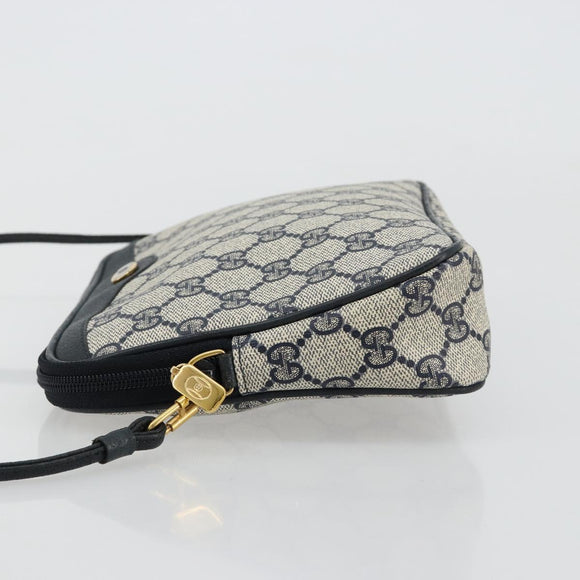 GUCCI GG Supreme Shoulder Bag PVC Navy Gold 97 02 068 Auth 181211