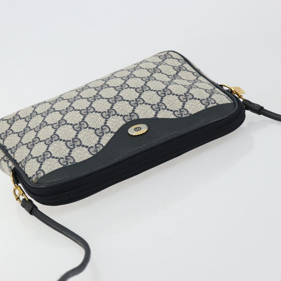 GUCCI GG Supreme Shoulder Bag PVC Navy Gold 97 02 068 Auth 181211
