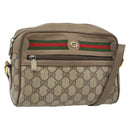 GUCCI GG Supreme Web Sherry Line Shoulder Bag PVC Beige Gold Auth 181213-1
