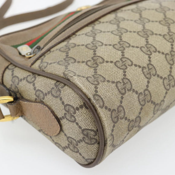 GUCCI GG Supreme Web Sherry Line Shoulder Bag PVC Beige Gold Auth 181213