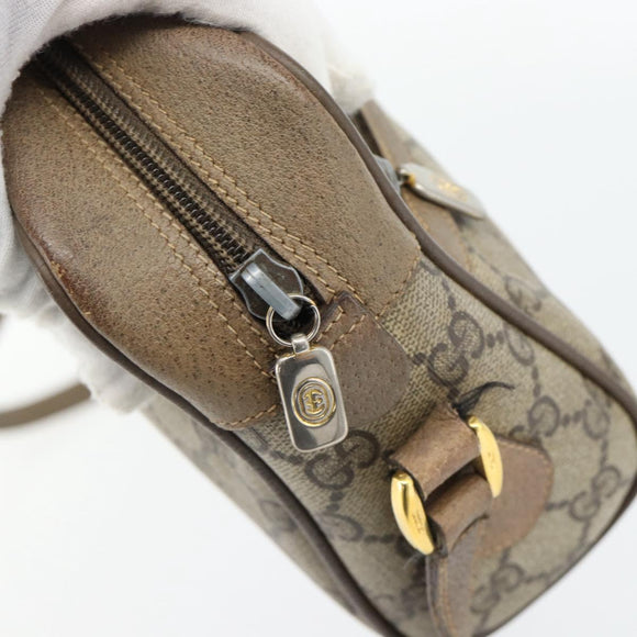 GUCCI GG Supreme Web Sherry Line Shoulder Bag PVC Beige Gold Auth 181213