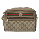 GUCCI GG Supreme Web Sherry Line Shoulder Bag PVC Beige Gold Auth 181213-2
