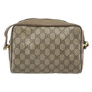 GUCCI GG Supreme Web Sherry Line Shoulder Bag PVC Beige Gold Auth 181213-3