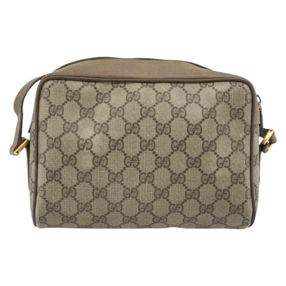 GUCCI GG Supreme Web Sherry Line Shoulder Bag PVC Beige Gold Auth 181213