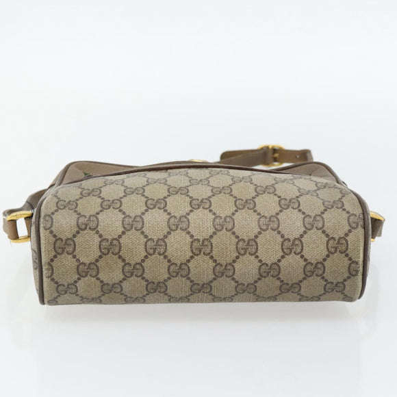 GUCCI GG Supreme Web Sherry Line Shoulder Bag PVC Beige Gold Auth 181213