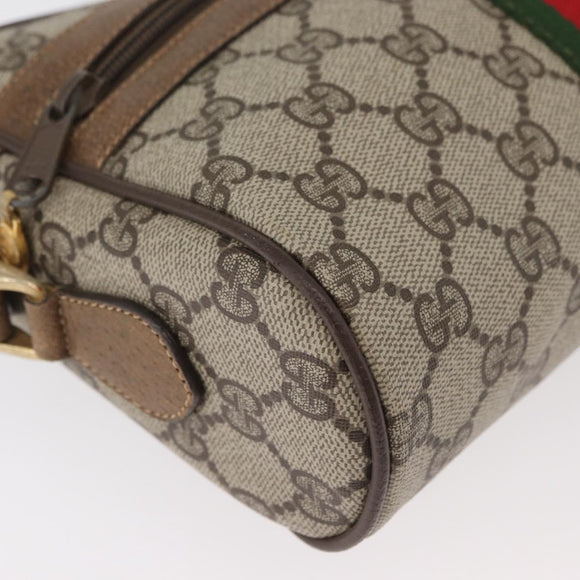 GUCCI GG Supreme Web Sherry Line Bag PVC Beige Gold 67 02 004 Auth 181214