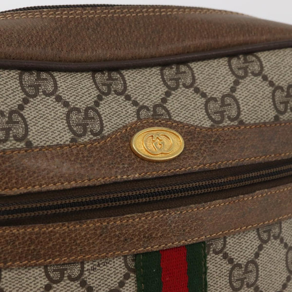 GUCCI GG Supreme Web Sherry Line Bag PVC Beige Gold 67 02 004 Auth 181214