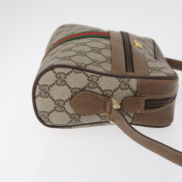 GUCCI GG Supreme Web Sherry Line Bag PVC Beige Gold 67 02 004 Auth 181214