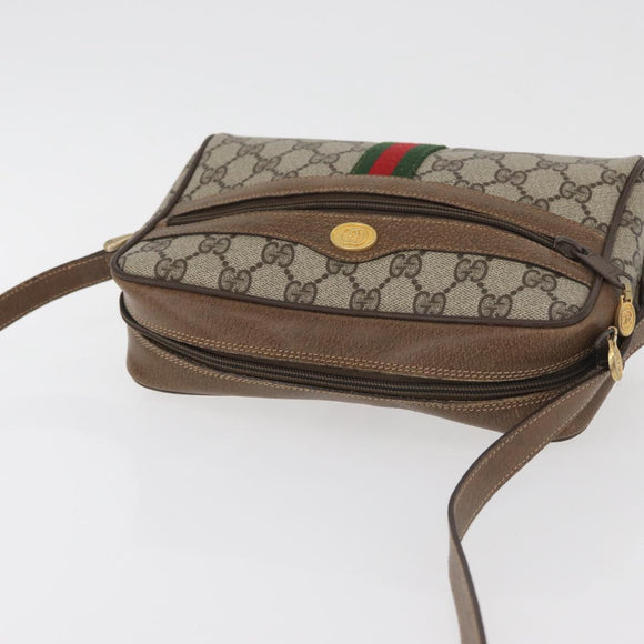 GUCCI GG Supreme Web Sherry Line Bag PVC Beige Gold 67 02 004 Auth 181214