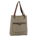 GUCCI GG Supreme Web Sherry Line Tote Bag PVC Beige Red 378 02 003 Auth 181215-1