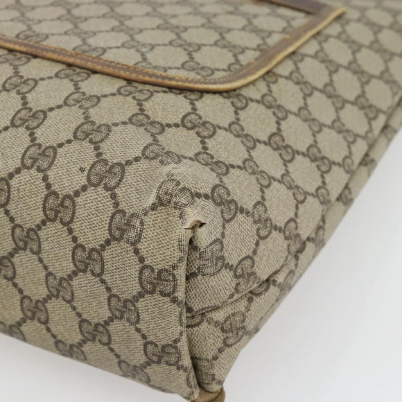 GUCCI GG Supreme Web Sherry Line Tote Bag PVC Beige Red 378 02 003 Auth 181215