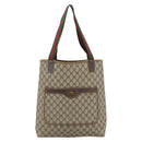 GUCCI GG Supreme Web Sherry Line Tote Bag PVC Beige Red 378 02 003 Auth 181215-13