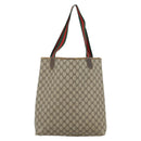 GUCCI GG Supreme Web Sherry Line Tote Bag PVC Beige Red 378 02 003 Auth 181215-2