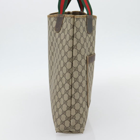 GUCCI GG Supreme Web Sherry Line Tote Bag PVC Beige Red 378 02 003 Auth 181215