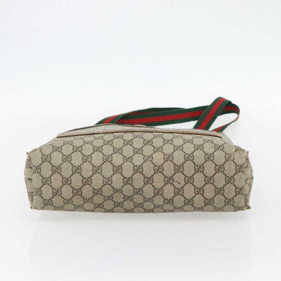 GUCCI GG Supreme Web Sherry Line Tote Bag PVC Beige Red 378 02 003 Auth 181215