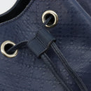 GUCCI Diamante Shoulder Bag Leather Navy Silver 354228 Auth 181216-18