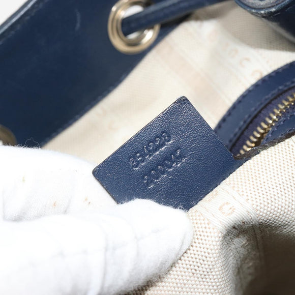 GUCCI Diamante Shoulder Bag Leather Navy Silver 354228 Auth 181216