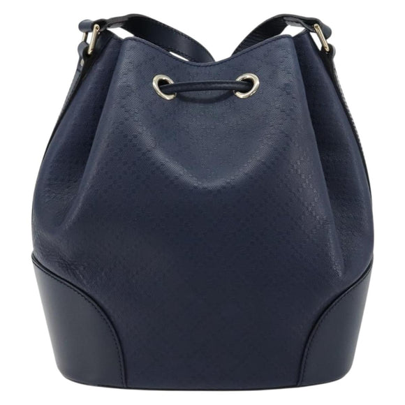 GUCCI Diamante Shoulder Bag Leather Navy Silver 354228 Auth 181216