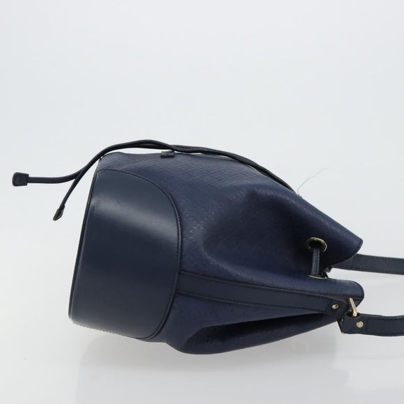 GUCCI Diamante Shoulder Bag Leather Navy Silver 354228 Auth 181216