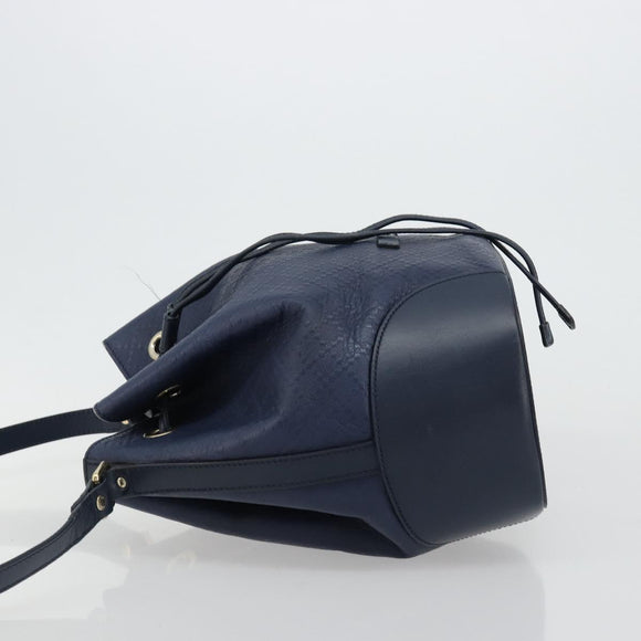 GUCCI Diamante Shoulder Bag Leather Navy Silver 354228 Auth 181216