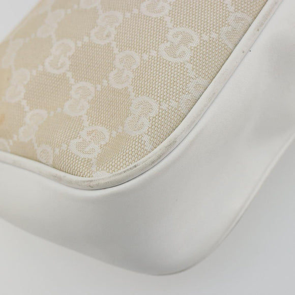 GUCCI Bamboo GG Canvas Shoulder Bag Ivory Silver 001 3865 Auth 181217A