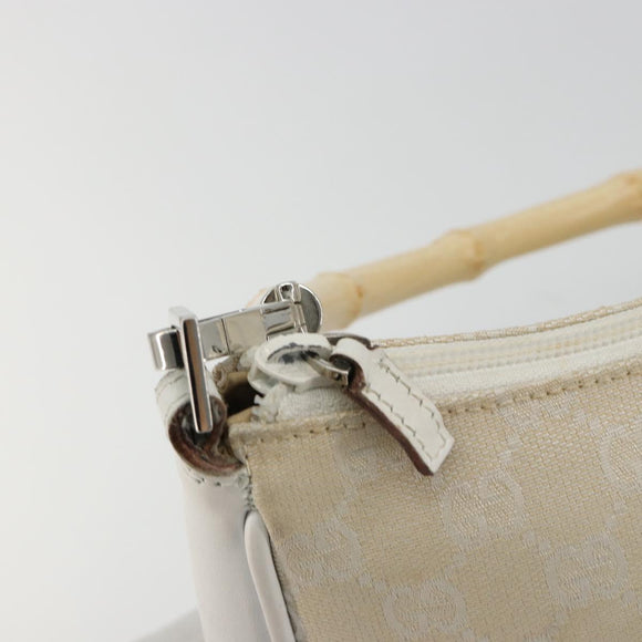 GUCCI Bamboo GG Canvas Shoulder Bag Ivory Silver 001 3865 Auth 181217A