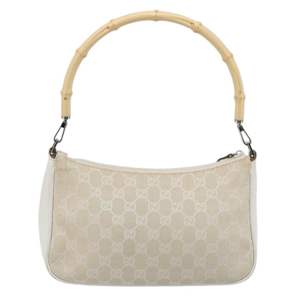 GUCCI Bamboo GG Canvas Shoulder Bag Ivory Silver 001 3865 Auth 181217A