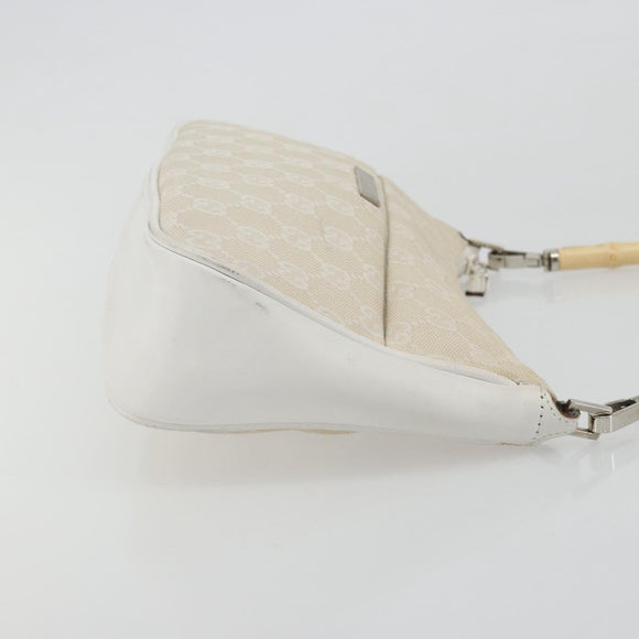 GUCCI Bamboo GG Canvas Shoulder Bag Ivory Silver 001 3865 Auth 181217A