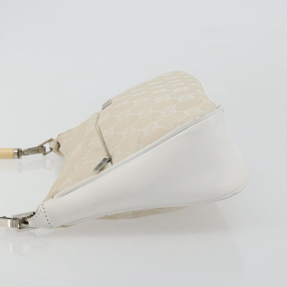 GUCCI Bamboo GG Canvas Shoulder Bag Ivory Silver 001 3865 Auth 181217A