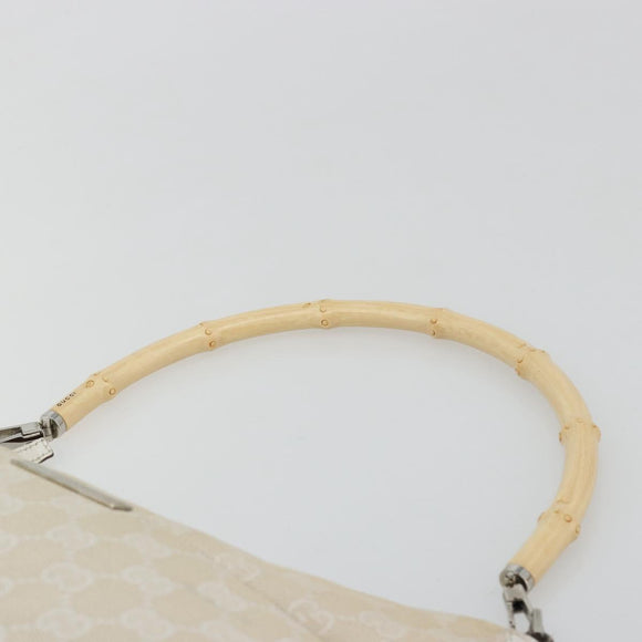 GUCCI Bamboo GG Canvas Shoulder Bag Ivory Silver 001 3865 Auth 181217A