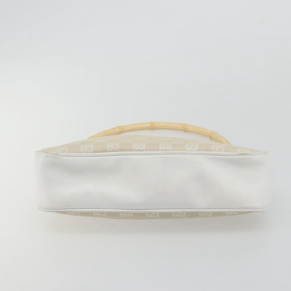 GUCCI Bamboo GG Canvas Shoulder Bag Ivory Silver 001 3865 Auth 181217A