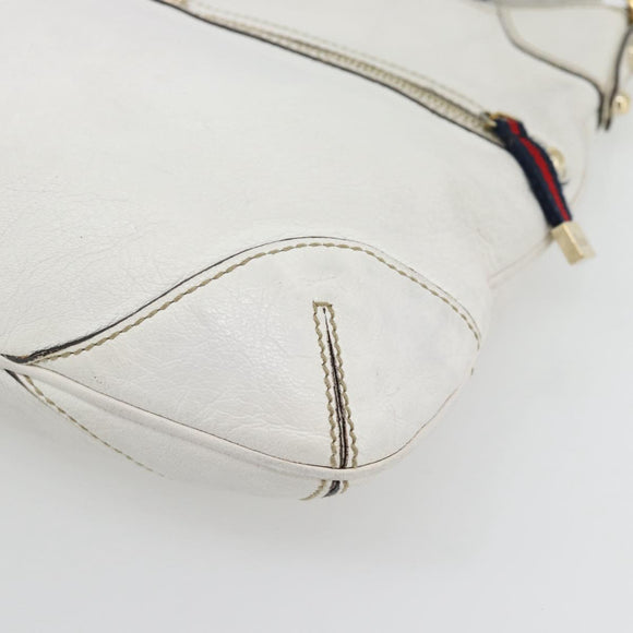 GUCCI Chain Shoulder Bag Leather White Gold 154392 Auth 181219A