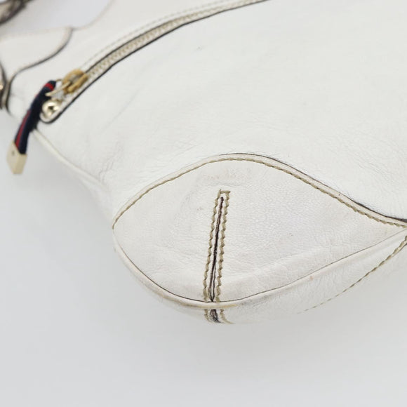 GUCCI Chain Shoulder Bag Leather White Gold 154392 Auth 181219A