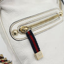 GUCCI Chain Shoulder Bag Leather White Gold 154392 Auth 181219A-17