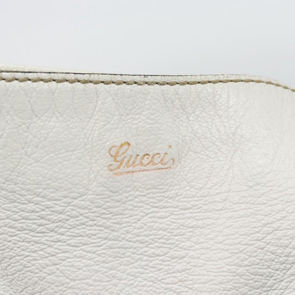 GUCCI Chain Shoulder Bag Leather White Gold 154392 Auth 181219A