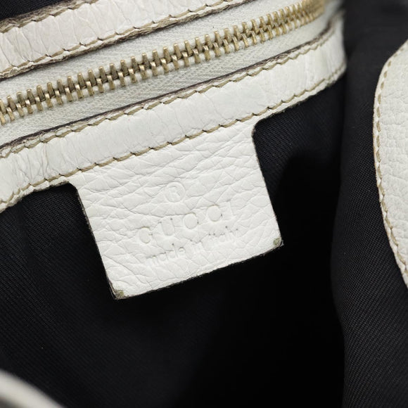 GUCCI Chain Shoulder Bag Leather White Gold 154392 Auth 181219A