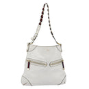 GUCCI Chain Shoulder Bag Leather White Gold 154392 Auth 181219A-1