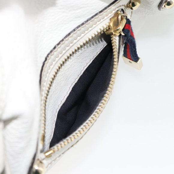 GUCCI Chain Shoulder Bag Leather White Gold 154392 Auth 181219A